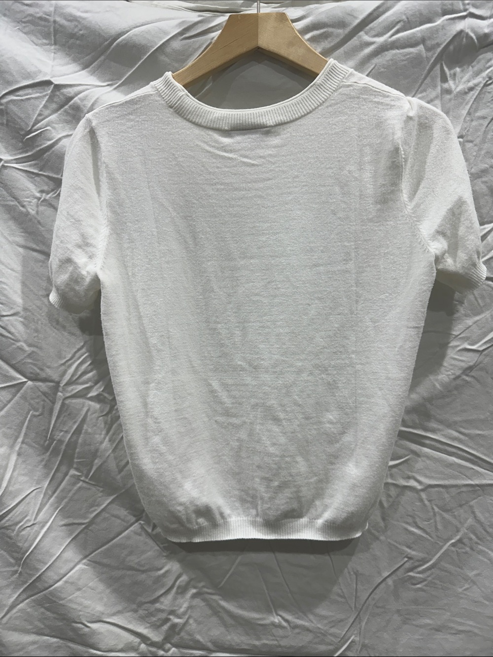 LOFT Short Sleeve White Knit Top - Picture 3 of 4